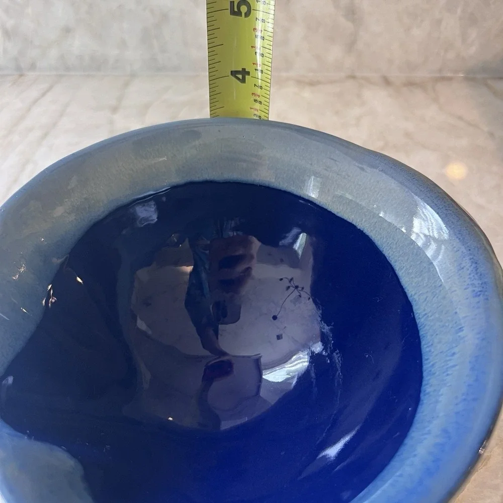Vintage Tumbleweed Pottery Blue Art Pottery Serving Bowl Ceramic Scalloped Rim